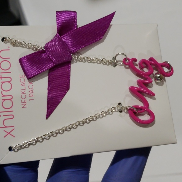 Pink OMG Crystal Necklace w/ Purple Ribbon Accent - Xhilaration Fashion Jewelry - Picture 7 of 9